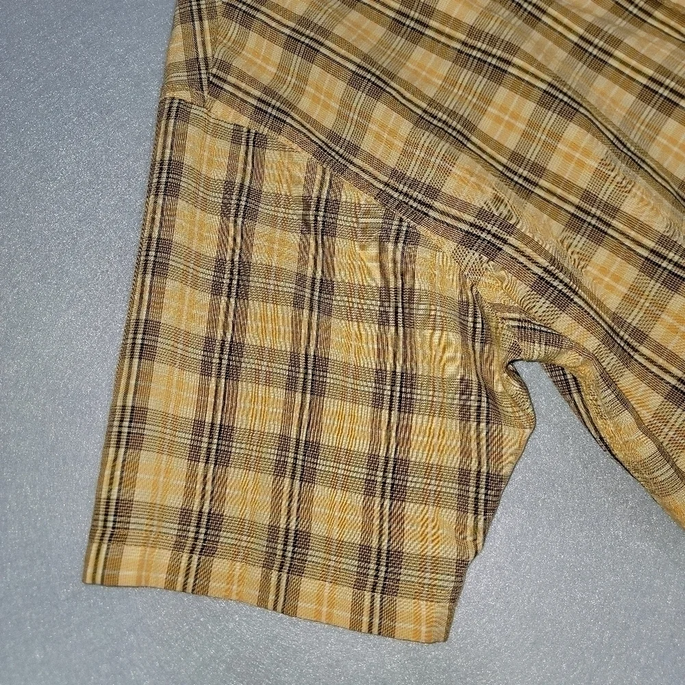 The North Face Mens Yellow Plaid Button Up Shirt Size Large